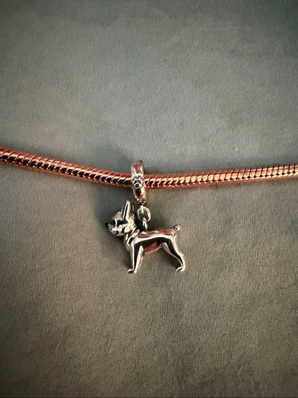 Silver French BullDog Dangle Charm - Picture 2 of 4